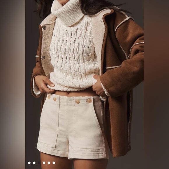 NWOT Anthropologie Pilcro The Kit High Rise Utility Shorts~ Crème~ 32 - Picture 4 of 11